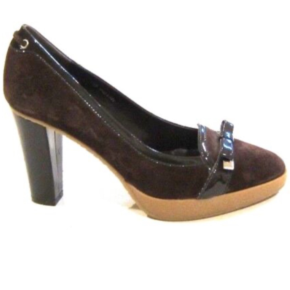 NEW United Colors of Benetton Shoes Brown Suede Rubber Heels w/ Bow sz 37 7 6.5